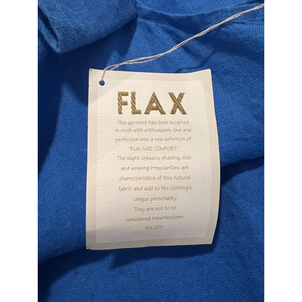 FLAX NWT Cobalt Blue 100% Linen Long Round Neck Sleeveless Long Maxi Dress L - Picture 3 of 7